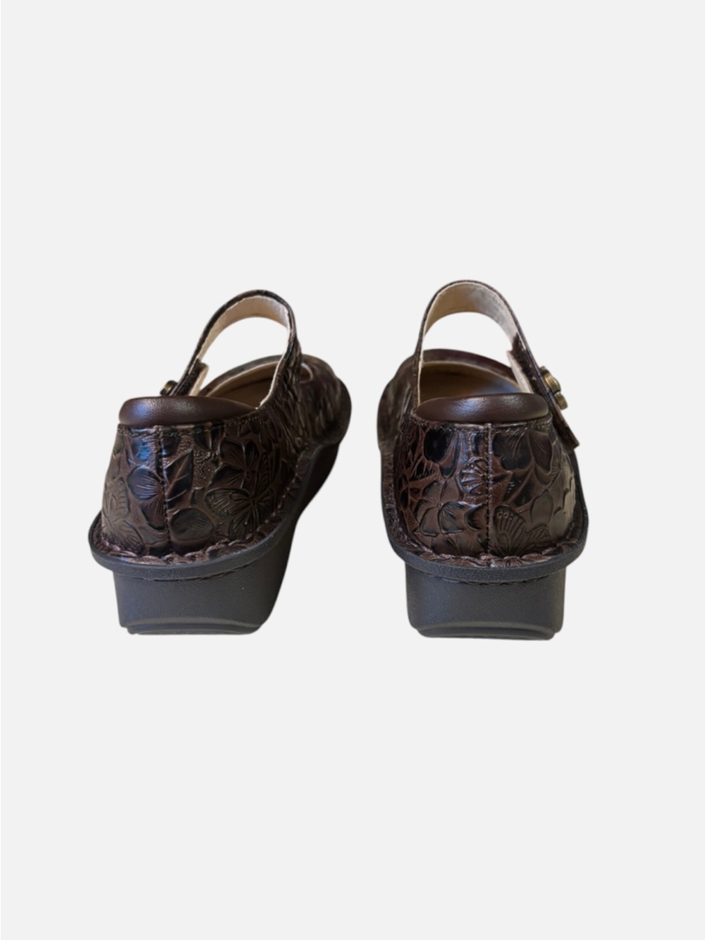 Alegria Floral Embossed Brown Mary Jane Clog Sz
38/US 8 - Picture 5 of 11